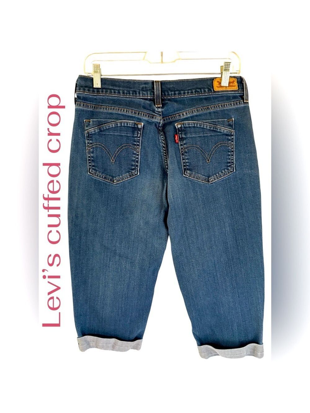 Levi’s-women’s size 10 cuffed crop jeans. Has stretch. Excellent preowned cond!